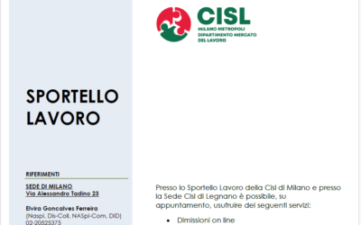 SPORTELLO LAVORO CISL – Dimissioni Naspi DID CV