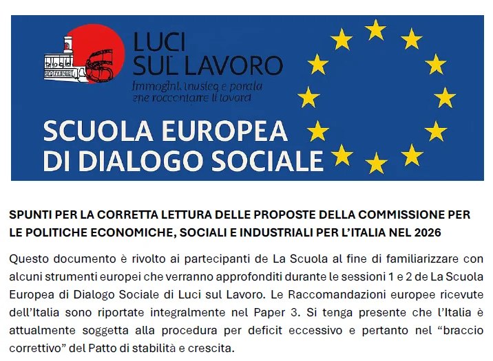SPUNTI PER LA CORRETTA LETTURA DELLE PROPOSTE DELLA COMMISSIONE PER LE POLITICHE ECONOMICHE, SOCIALI E INDUSTRIALI PER L’ITALIA NEL 2026  – Scuola Europea di Dialogo Sociale
