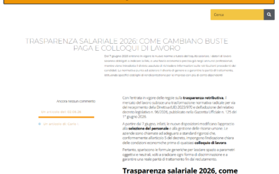 Trasparenza salariale 2026: come cambiano buste paga e colloqui di lavoro (tratto da notiziariofinanziario.com)