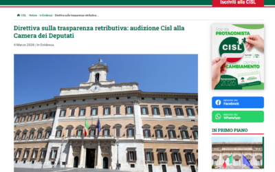 Direttiva sulla trasparenza retributiva: audizione Cisl alla Camera dei Deputati